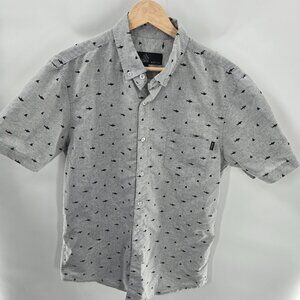 Molokai Surf Co Gray Sharks Short Sleeved Button Down Medium